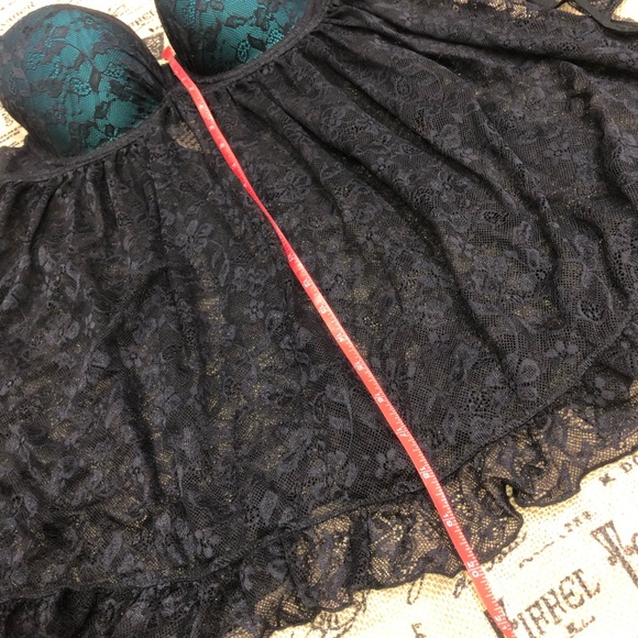 Frederick's Of Hollywood NWOT! Black Lace Mesh Babydoll And Bottom 2 Piece Set - Picture 12 of 14